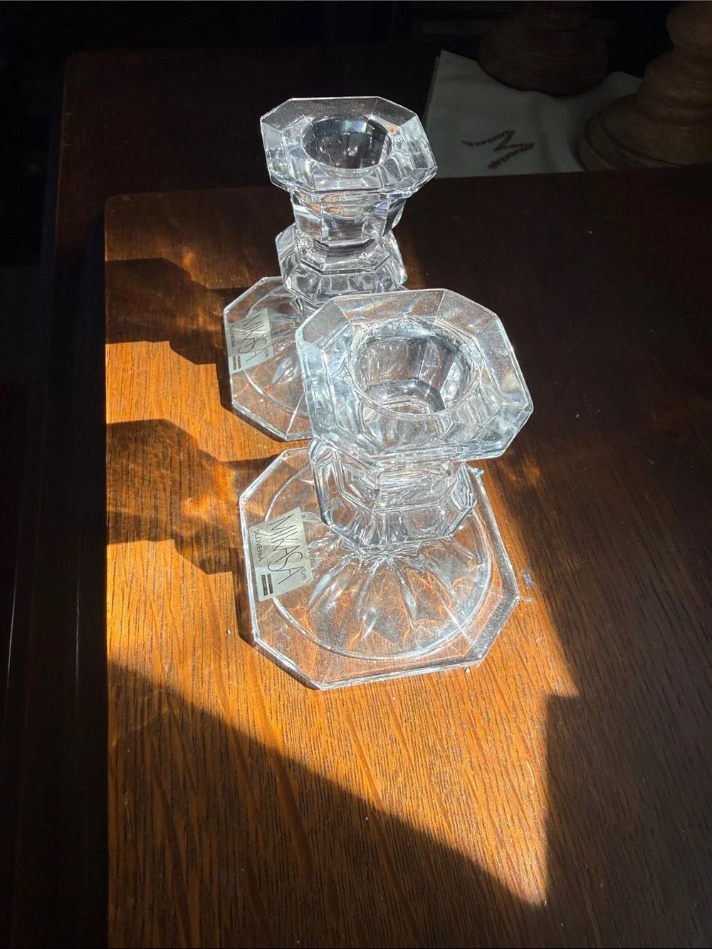 Mikasa Clear Crystal Candlestick Pair
